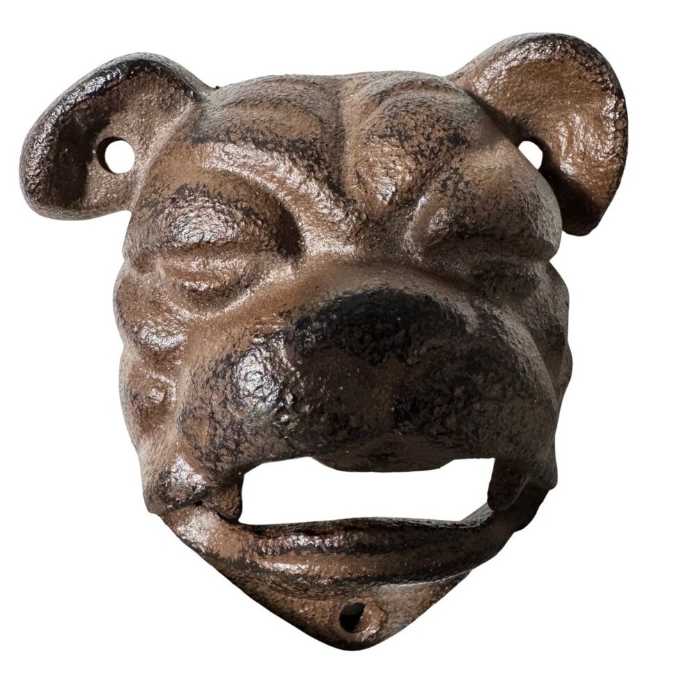 Rustic Bulldog Cast Iron Wall-Mount Bottle Opener Brown Man Cave Decor 4 Inches - Picture 10 of 10